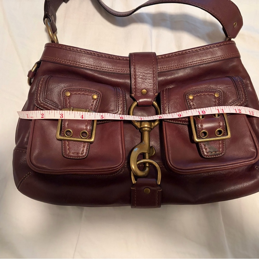 Coach Shoulder Bag in Deep Wine Leather with Brass Hardware - Picture 8 of 10